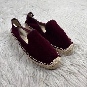 Soludos Women's 9 Burgundy Velvet Espadrille Flats Boho Lux Romantic